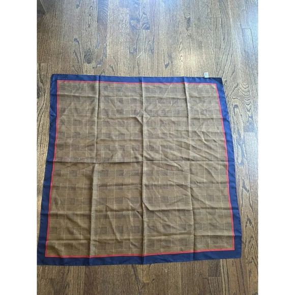 Echo Vintage Square 100% Silk Scarf Classic Plaid 34” X 34” - Picture 2 of 5